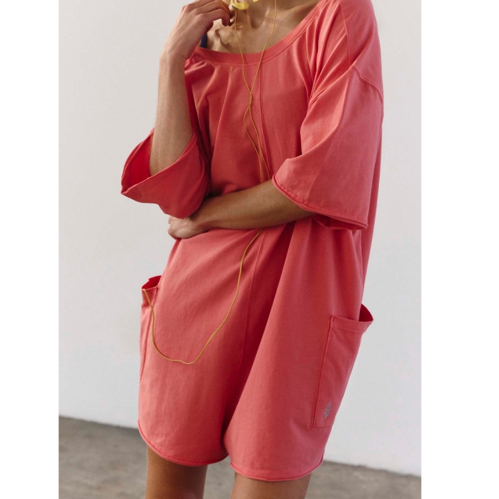FP Movement by Free People Hot Shot Tee Romper in Hibiscus in various NWT - Picture 3 of 9
